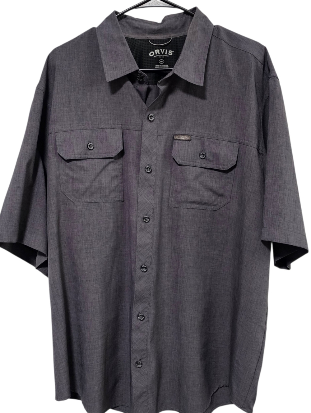 Orvis Men's Dark Grey Outdoor Short Sleeve Performance Button Down Size XXL